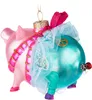 A close-up studio shot of a glass Christmas ornament shaped like a pig. Podgląd zdjęcia produktu