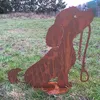 Hund Lucy mit Leine 50cm Edelrost Rost Metall Produktbild-Vorschau 2
