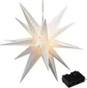 A white star-shaped lantern with a battery pack. Produktbild-Vorschau