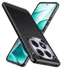 A black carbon-look phone case is shown diagonally against a white background, with a second phone partially visible behind it. Produktbild-Vorschau