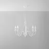 A white chandelier hanging from a white ceiling against a light gray wall. Anteprima dell’immagine prodotto
