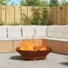 vidaXL Feuerstelle Braun 100 x 100 x 28 cm Wetterfeststahl Produktbild-Vorschau 2