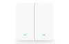 A product shot of a white, two-gang smart light switch. Voir les images du produit