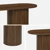 Collage of close-up shots of a wooden console table with a fluted base and an oval top. Produktbild-Vorschau
