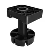 A black furniture foot with a square top and a circular base with radial supports, shown against a white background. Voir les images du produit