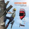 A person is climbing a tree using climbing spikes, with a separate image of the climbing spikes shown. Anteprima dell’immagine prodotto