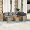 8-tlg. Garten-Sofagarnitur mit Kissen Beige Poly Rattan Produktbild-Vorschau 2