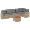 vidaXL 7-tlg. Garten-Sofagarnitur mit Kissen Beige Poly Produktbild-Vorschau 1