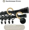 Close-up of a double curtain rod with rings and clips, highlighting its diameter and stability. Produktbild-Vorschau