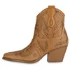 VAN HILL Damen Cowboy Boots Stiefelette Spitz Strass Schuhe Produktbild-Vorschau 1