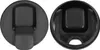 Two black lids for a blender cup, shown from the top. Produktbild-Vorschau