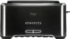 A front view of a black and silver four-slice toaster. Produktbild-Vorschau