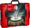 A red toolbox with a marketing image on the front, featuring a stadium and a person holding a soccer ball. Náhled obrázku produktu
