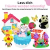 A collage of various 3D pen creations, including houses, a panda, a cake, a castle, and a robot. Produktbild-Vorschau