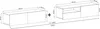 Diagram showing two TV cabinets and their dimensions, indicating they can be combined. Produktbild-Vorschau