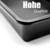 A close-up of the corner of a black plastic tub with text overlays. Produktbild-Vorschau