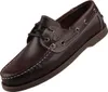 Auf dem Bild ist ein flacher Schuh in Braun zu sehen der aus glattem Leder gefertigt ist. Der Schuh ist von der Seite abgebildet und zeigt eine einfache und elegante Form. Produktbild-Vorschau