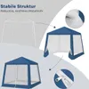 Diagram showing the structure and features of a blue gazebo. Produktbild-Vorschau