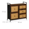 Comodino Relaxdays, 5 cassetti, effetto rattan, ingresso, Anteprima dell’immagine prodotto 4