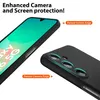 A black phone case is shown with a phone inside, highlighting its protective features. Produktbild-Vorschau