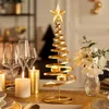 Goldener Tannenbaum-Windlicht aus Eisen 40 cm - Produktbild-Vorschau 2