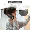 A woman is holding a phone with a flip case to her ear, demonstrating its use for calls. Produktbild-Vorschau