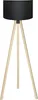 A floor lamp with a black shade and a wooden tripod base. Anteprima dell’immagine prodotto