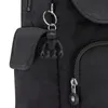 A close-up of a black Kipling backpack with a monkey keychain. Produktbild-Vorschau