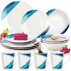 Vilde | Súprava riadu - biela a modrá - 16 kusov - porcelán Náhľad obrázku produktu 1