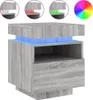 vidaXL Nachttische mit LED-Leuchten 2 Stk. Grau Sonoma Produktbild-Vorschau 4