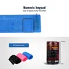 A blue flexible keyboard and rolled-up keyboards in different colors are shown, along with a cylindrical package for a flexible keyboard. Podgląd zdjęcia produktu