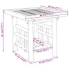 A line drawing of a bamboo side table with dimensions indicated by purple lines and text. Produktbild-Vorschau