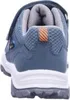 The back view of a blue child's shoe with a white sole. Produktbild-Vorschau