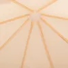 Close-up view of the interior structure of a tent or umbrella, showing wooden ribs radiating from a central plastic hub. Produktbild-Vorschau