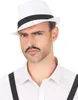 Biela čiapka Borsalino pre dospelých s čiernymi pruhmi Náhľad obrázku produktu 1