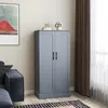 A gray cabinet is shown in a room with a couch and a painting. Produktbild-Vorschau