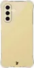 A clear phone case with a gold-tinted back is shown against a white background. Produktbild-Vorschau