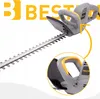 A close-up marketing image of a hedge trimmer, with a magnified inset of the handle. Náhled obrázku produktu