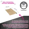 A product image showing a roll of wood-patterned adhesive film with information about its application and fixing time. Produktbild-Vorschau