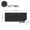 Diagram showing the dimensions and a sample of a black privacy screen for a fence or balcony. Produktbild-Vorschau