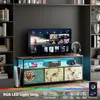 A TV stand with a television and gaming console, illuminated by RGB LED lights. Podgląd zdjęcia produktu