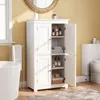 A bathroom scene with a white storage cabinet. Produktbild-Vorschau