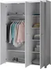 Kleiderschrank Erik MDF Weiß 144x206x58 cm Produktbild-Vorschau 2