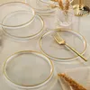 Luxus 6er Set Dessertteller Glas mit Goldrand Ø 16 cm – Produktbild-Vorschau 2