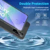 A smartphone screen protector and case are shown with water droplets on the screen, set against a blue background with ripples of water. Produktbild-Vorschau