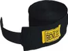 A black pair of boxing hand wraps rolled up with a yellow label attached. Náhľad obrázku produktu