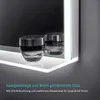 A close-up of a bathroom mirror shelf with cosmetic jars and LED lighting. Náhled obrázku produktu