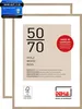 Two wooden picture frames are shown, one slightly behind the other, with a graphic overlay detailing product information. Podgląd zdjęcia produktu
