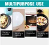 A collage of four images showcasing different uses or scenarios related to kitchen tools, with text overlays describing potential issues. Produktbild-Vorschau