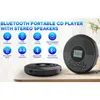 A product image showcasing a portable Bluetooth CD player with its features illustrated by icons and text. Produktbild-Vorschau